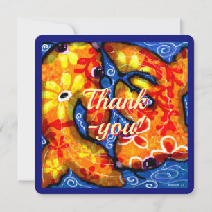 Abstract Floral Koi Fish Thank-you Greeting Card