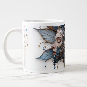 Abstract floral large coffee mug