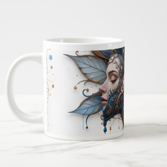 Abstract floral large coffee mug (Left)