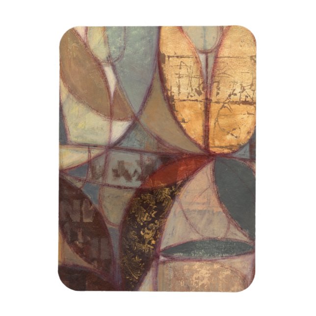 Abstract Floral Leaf Painting by Norman Wyatt Magnet (Vertical)