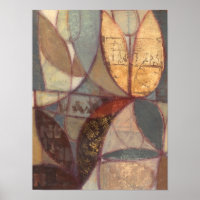 Abstract Floral Leaf Painting by Norman Wyatt