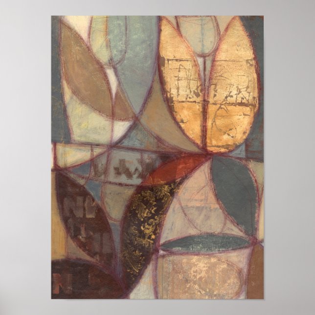 Abstract Floral Leaf Painting by Norman Wyatt Poster (Front)
