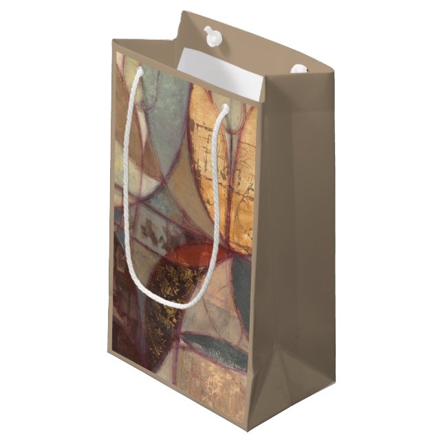 Abstract Floral Leaf Painting by Norman Wyatt Small Gift Bag (Front Angled)