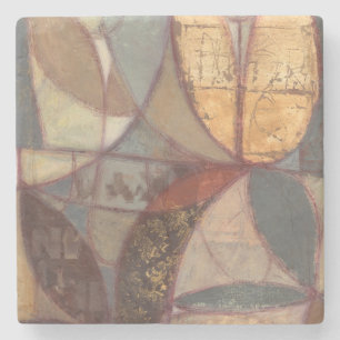 Abstract Floral Leaf Painting by Norman Wyatt Stone Coaster