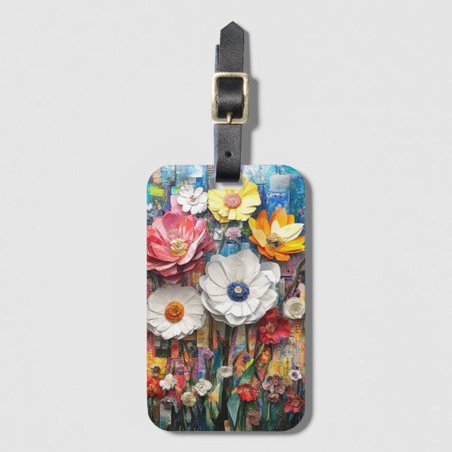 Abstract Floral Luggage Tag (Front Vertical)