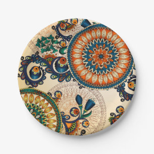 Abstract Floral Mandala Paper Plate