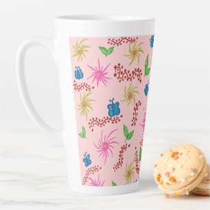Abstract Floral Mandala Pattern Design red  Latte Mug