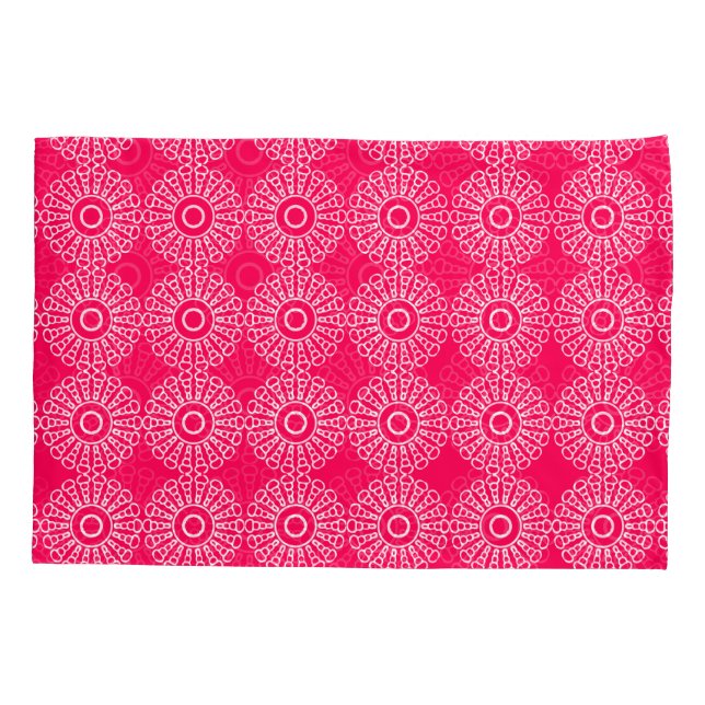 Abstract Floral Mandala Pattern Design red  Pillowcase (Back)
