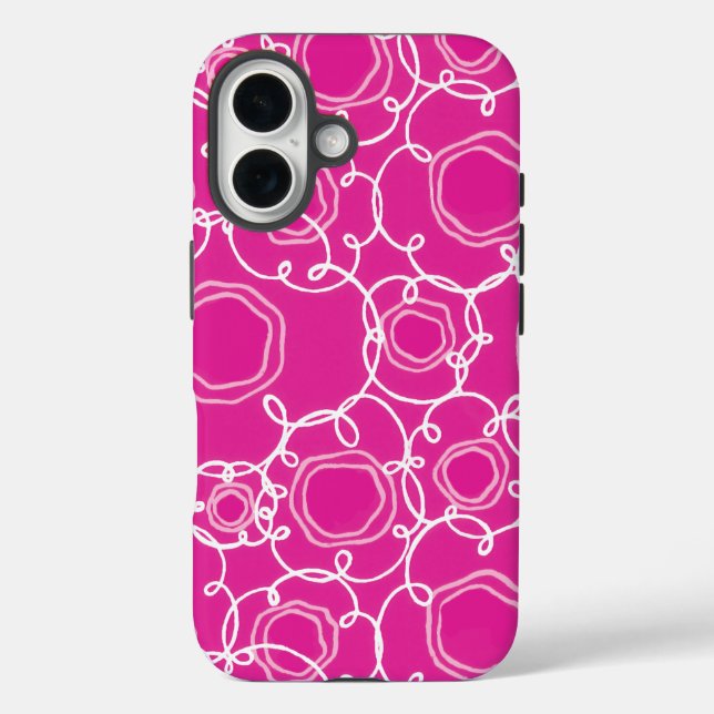 Abstract Floral Matrix (Hot Pink) Fine Art Case-Mate iPhone Case (Back)