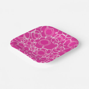 Abstract Floral Matrix (Hot Pink) Fine Art Paper Plate