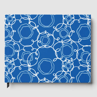 ABSTRACT FLORAL MATRIX IN ROYAL BLUE GUEST BOOK