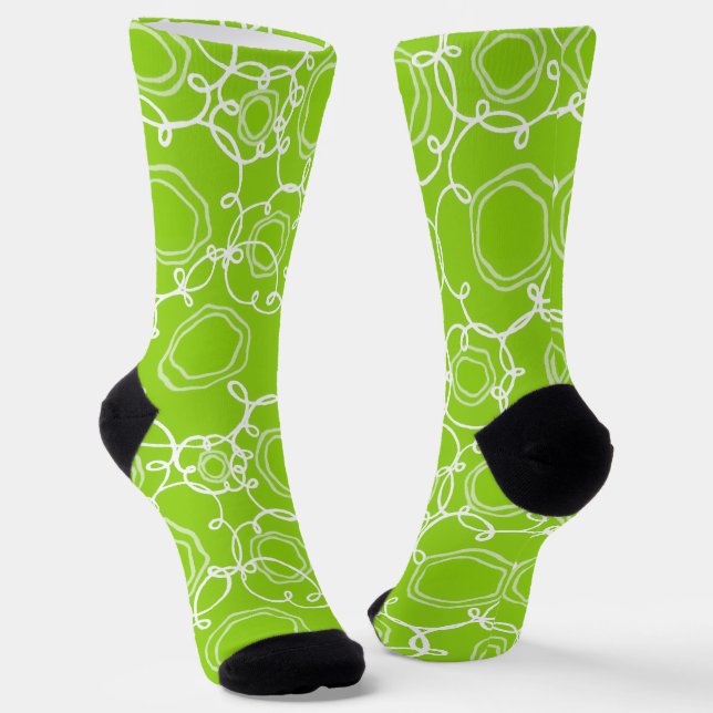 Abstract Floral Matrix (Lime) Fine Art Socks (Angled)