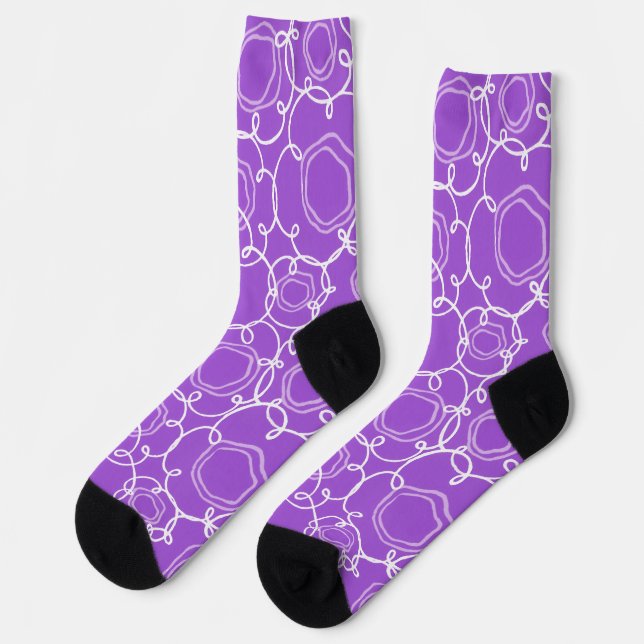 Abstract Floral Matrix (Purple) Fine Art Socks (Left)