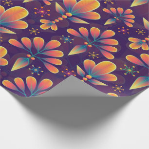  Abstract Floral Mauve Blue Pink Gift All Occasion Wrapping Paper