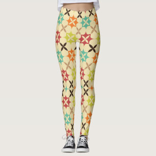 Abstract Floral Mosaic Leggings