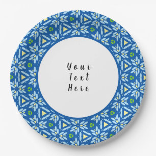 Abstract floral mosaic pattern with customise/pers paper plate