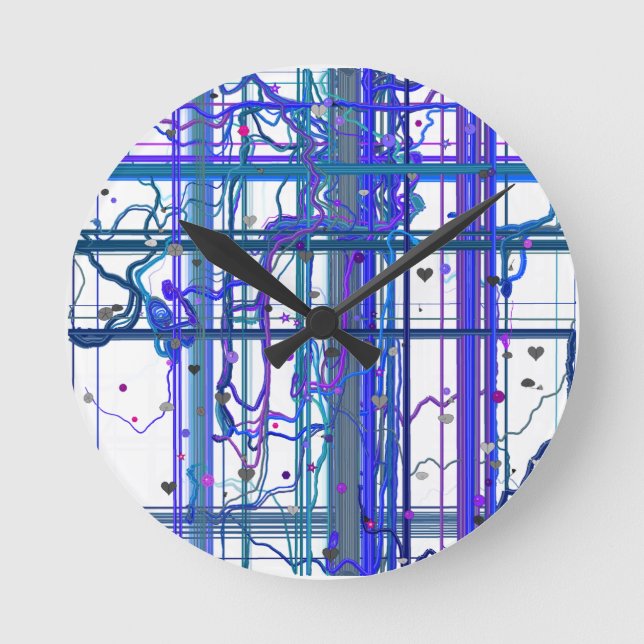 Abstract Floral Murals Pattern Wall Clock  (Front)