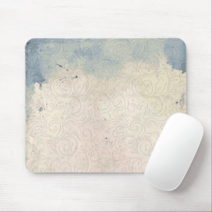 Abstract Floral on Blue and White Gradient Stains Mouse Pad