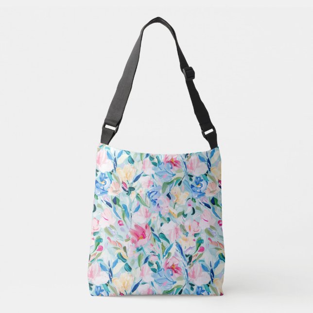 Abstract Floral Painted art  Crossbody Bag (Front)