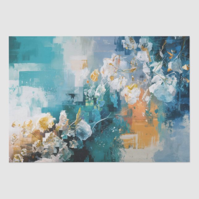 Abstract Floral Painting Background Decoupage Tissue Paper (Front)