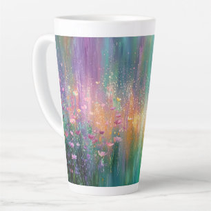 Abstract Floral Painting with Vibrant Colours Latte Mug
