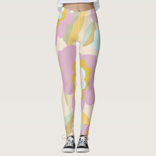 Abstract Floral Pastel Lilac Pattern Leggings