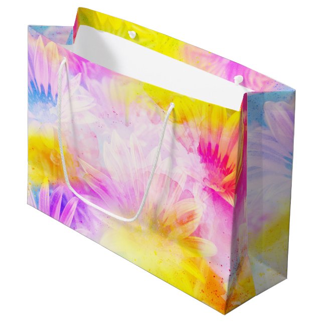 ABSTRACT FLORAL PASTEL STYLE LARGE GIFT BAG (Front Angled)