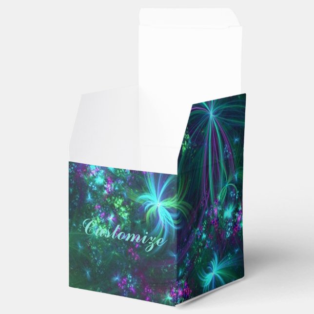 Abstract Floral Pattern Cube Favour Box (Opened)