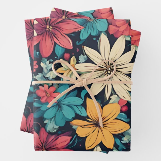 Abstract Floral Pattern for Any Occasion  Wrapping Paper Sheet (In situ)