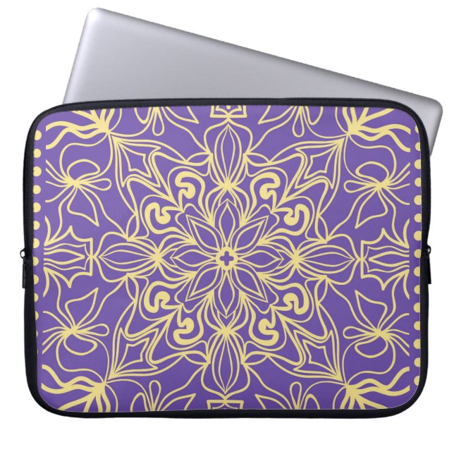 Abstract floral pattern. geometry, mandala design  laptop sleeve (Front)