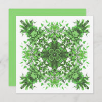 Abstract Floral Pattern In Black Green On White