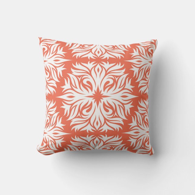 Abstract Floral Pattern in Orange Cushion (Front)