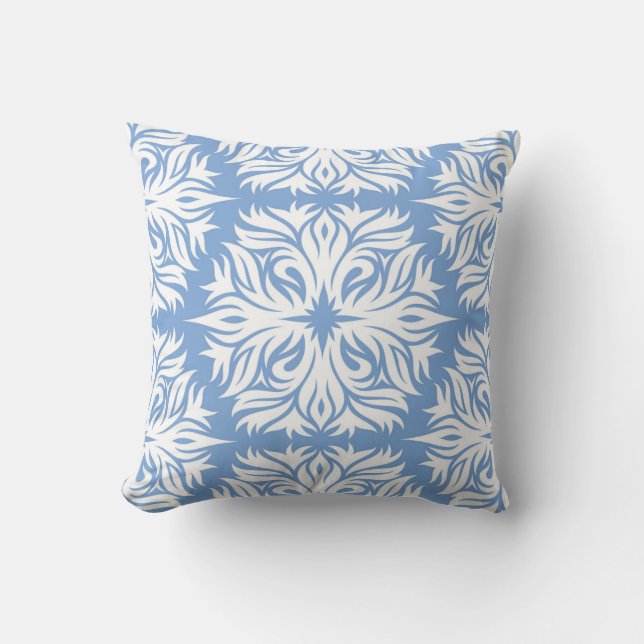 Abstract Floral Pattern in Periwinkle Blue Cushion (Front)