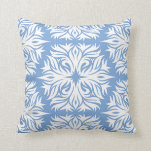 Abstract Floral Pattern in Periwinkle Blue Cushion