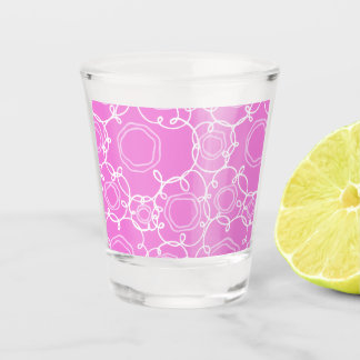 ABSTRACT FLORAL PATTERN IN SOFT PINK SHOT GLASS