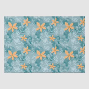 Abstract floral pattern orange teal tissue paper