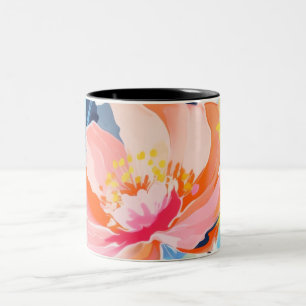 Abstract floral pattern painting  Two-Tone coffee mug