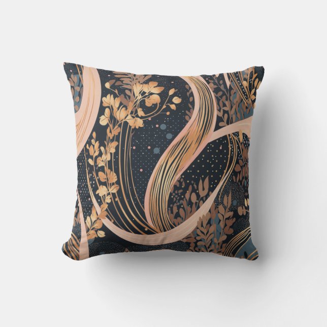 Abstract floral pattern, polka dots, vines cushion (Front)