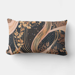Abstract floral pattern, polka dots, vines lumbar cushion