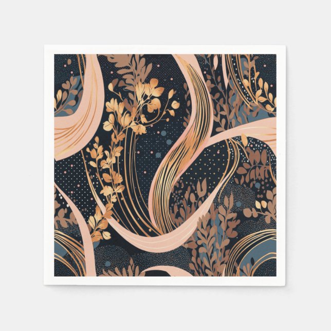 Abstract floral pattern, polka dots, vines napkin (Front)