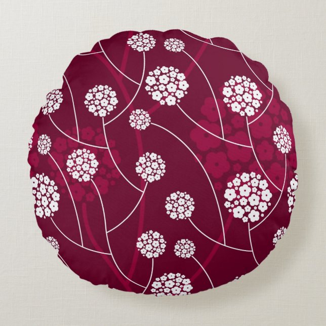 Abstract floral pattern round cushion (Front)