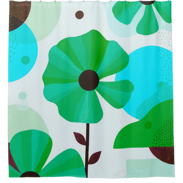 Abstract Floral Pattern Shower Curtain (Front)