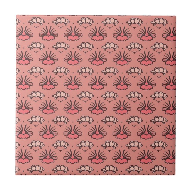 Abstract Floral Pattern – Soft Pink Aesthetic Ceramic Tile (Front)