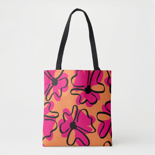 Abstract Floral Pattern Tote Bag | Bold Retro  (Front)