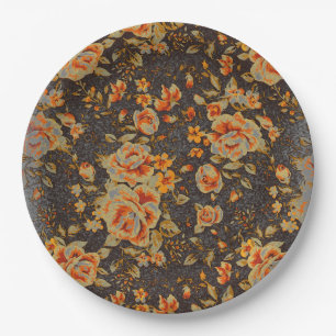 Abstract Floral pencil line texture Paper Plate