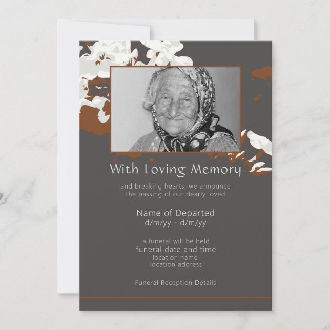 Abstract Floral Personalised Funeral Announcement (Front)