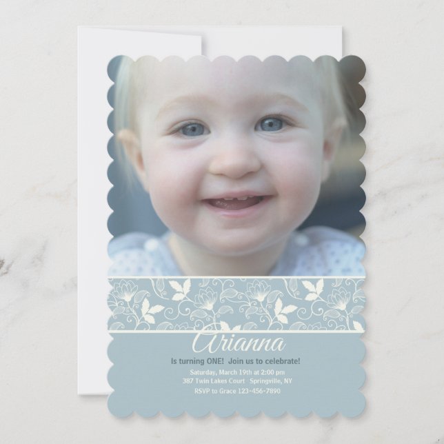 Abstract Floral Photo Invitation (Front)