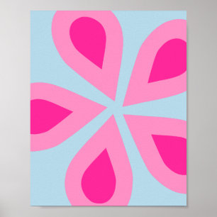 Abstract Floral Pink And Blue Poster