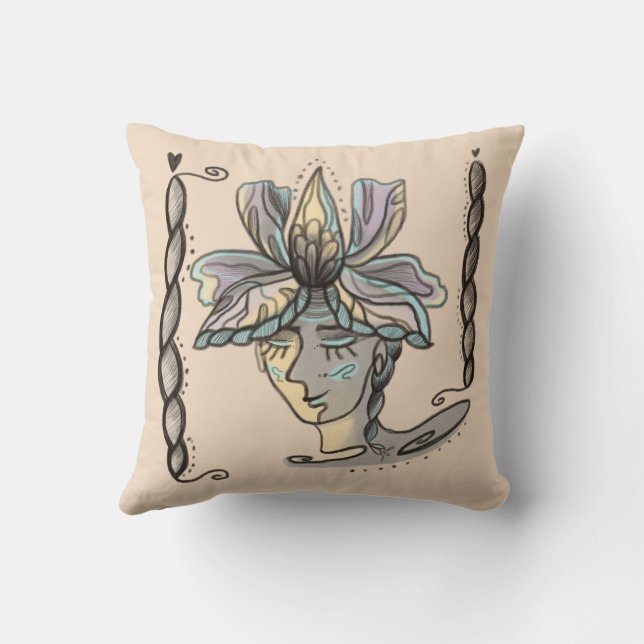 abstract floral portrait cushion (Back)