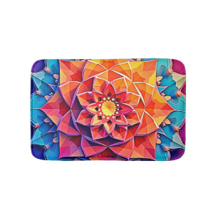 Abstract Floral Prism Energy Print Art Bath Mat